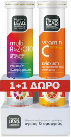 PHARMALEAD Multi+ A-Z & Q10 20 Αναβράζοντα Δισκία & Vitamin C 1000mg 20 Αναβράζοντα Δισκία