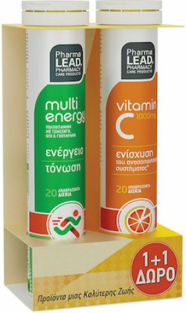 PHARMALEAD Multi Energy 20 Αναβράζοντα Δισκία & Vitamin C 1000mg 20 Αναβράζοντα Δισκία