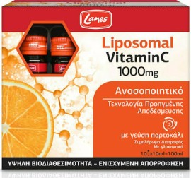LANES Liposomal Vitamin C 1000mg Orange 10 Φιαλίδια