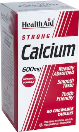 HEALTH AID Strong Calcium 600mg 60 Μασώμενες Ταμπλέτες