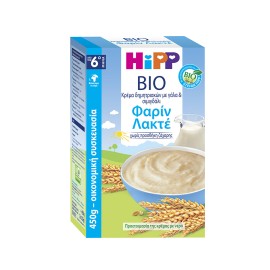 HIPP Bio Κρέμα Δημητριακών Φαρίν Λακτέ με Γάλα & Σιμιγδάλι 6m+ 450gr