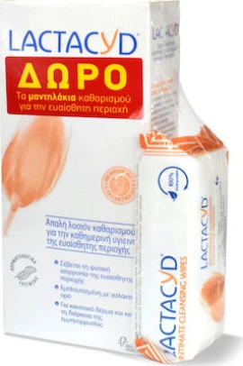 LACTACYD Intimate Lotion 300ml & Intimate Wipes 15 Τεμάχια