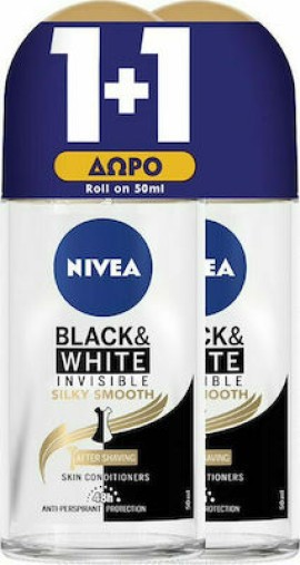 NIVEA Black & White Silky Smooth Roll-On 2x50ml