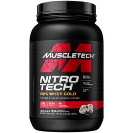 MUSCLETECH Nitrotech 100% Whey Gold 907g - Cookies & Cream