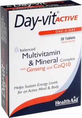 HEALTH AID Day-vit Active with Ginseng & CoQ10 30 Ταμπλέτες