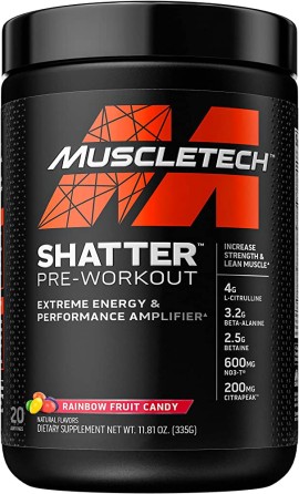 MUSCLETECH Shatter Pre-Workout 335g - Rainbow Fruit Candy