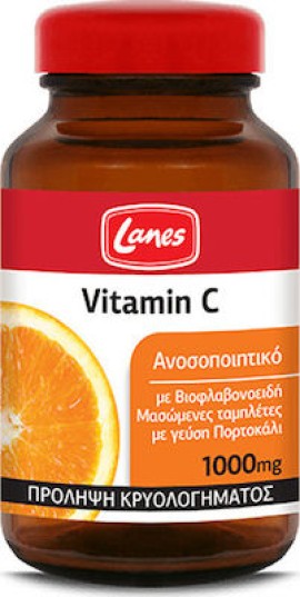 LANES Vitamin C 1000mg Orange 60 Μασώμενες Ταμπλέτες