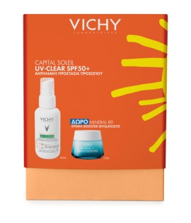 VICHY Capital Soleil UV-CLEAR Αντηλιακό Προσώπου SPF50+ 40ml + Δώρο Mineral 89 Κρέμα Booster Ενυδάτωσης 15ml