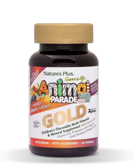NATURE S PLUS Animal Parade Gold Childrens Chewable Multi-Vitamin & Mineral Supplement 60tabs