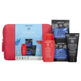 APIVITA  Promo Bee Sun Safe Dry Touch Invisible Face Fluid Λεπτόρευστη Κρέμα Προσώπου SPF50+ 50ml + Δώρο Black Detox Cleansing Jelly Μαύρο Gel Kαθαρισμού 50ml + Express Beauty Face Mask Sea Lavender Μάσκα Προσώπου Θαλάσσια Λεβάντα 2x8ml