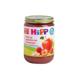 HIPP Φρουτόκρεμα Μήλο Φράουλα & Βατόμουρο 4m+ 190gr