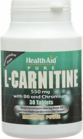 HEALTH AID Pure L-Carnitine 550mg 30 Ταμπλέτες
