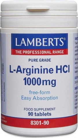 LAMBERTS L-Arginine HCl 1000mg 90 Ταμπλέτες