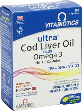 VITABIOTICS Ultra 2 in 1 Cod Liver Oil 60 Kάψουλες