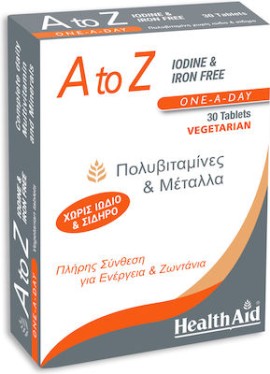 HEALTH AID A To Z Iodine & Iron Free 30 Ταμπλέτες