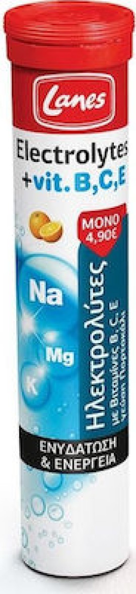 LANES Electrolytes + Vitamin B,C,E Orange 20 Αναβράζοντα Δισκία