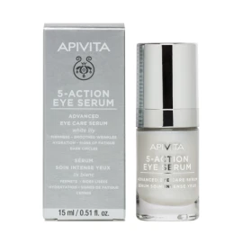 APIVITA 5 Action Eye Serum Καινοτόμος Ορός Ματιών Εντατικής Ενυδάτωσης + Αντιγήρανσης με Λευκό Κρίνο 15ml