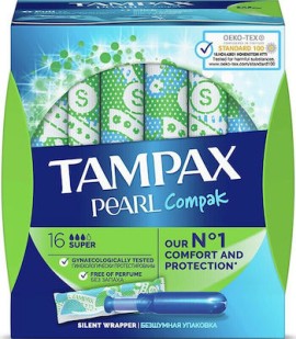 TAMPAX Ταμπόν Compak Pearl Super 16 Τεμάχια