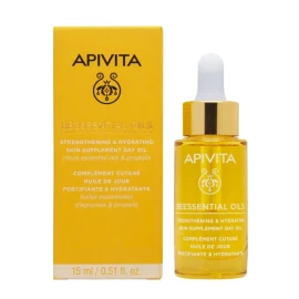 APIVITA Beessentials Oils Έλαιο Προσώπου Ημέρας Συμπλήρωμα Ενδυνάμωσης Και Ενυδάτωσης 15ml