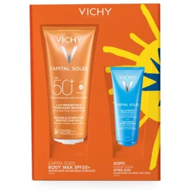 VICHY Capital Soleil Promo Invisible Hydrating Αντηλιακό Γαλάκτωμα SPF50+ 300ml + Δώρο Capital Soleil After Sun Καταπραϋντικό Γαλάκτωμα για Μετά τον Ήλιο 100ml
