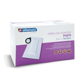 ALFASHIELD Αποστειρωμένη Αυτοκόλλητη Γάζα 9x15, 50 Τεμάχια