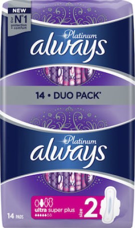 ALWAYS Platinum Ultra Super Plus Duo Pack Νο2 14 Τεμάχια